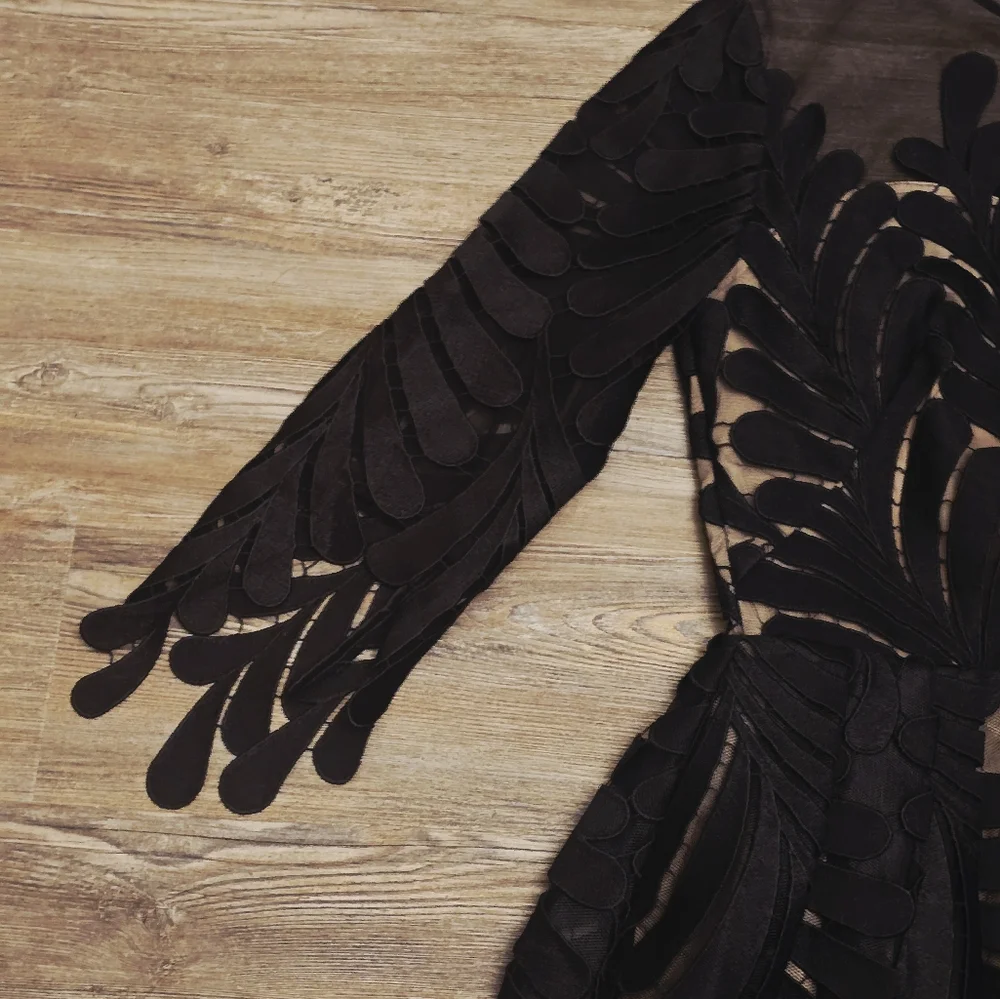 BHLDN Black Leaf Pattern Dress - Picture 7 of 16